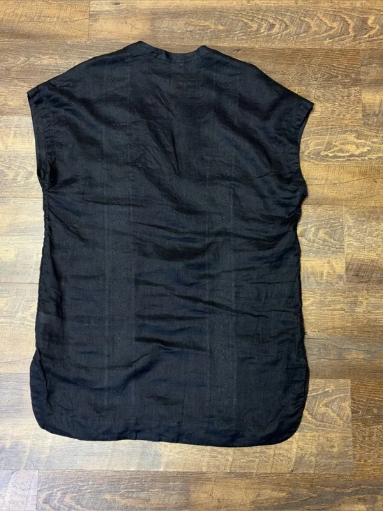 Athleta Column Embroidery Luxe Kaftan Coverup Womens Small Linen Tunic Top Black - Picture 9 of 9